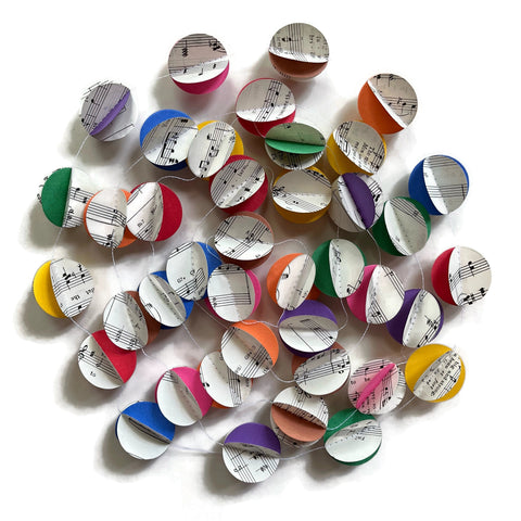 Colorful Notes Vintage Sheet Music Paper Circle Garland