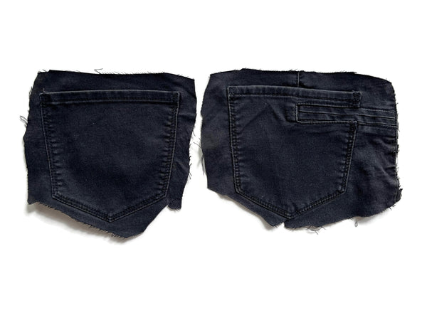 Denim Jeans Pockets for Repurposing - Set of 6 Black Denim Pockets
