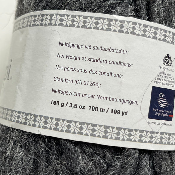 Álafoss Lopi Yarn - New Wool Made in Iceland - Dark Grey Heather Color
