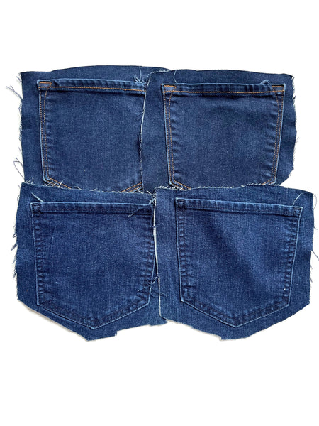 Denim Jeans Pockets for Repurposing - Set of 4 Pockets