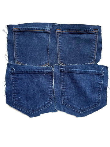 Denim Jeans Pockets for Repurposing - Set of 4 Pockets