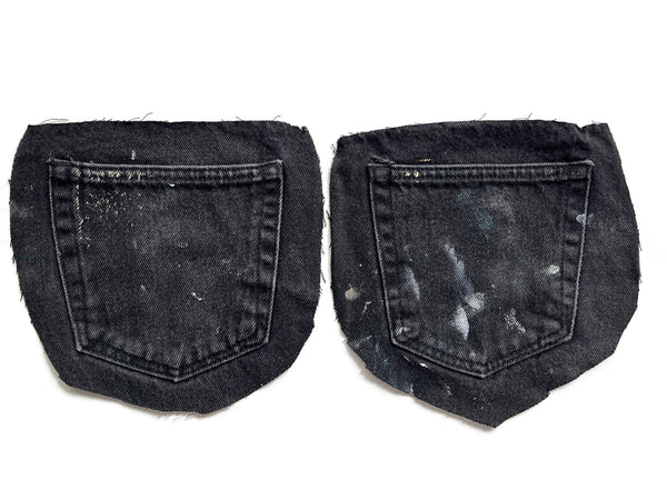 Denim Jeans Pockets for Repurposing - Set of 6 Black Denim Pockets