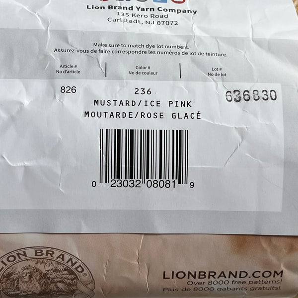 Lion Brand Yarn - Scarfie 3-Pack Plus - Mustard/Ice Pink Color