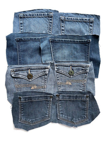 Denim Jeans Pockets for Repurposing - Set of 8 Pockets
