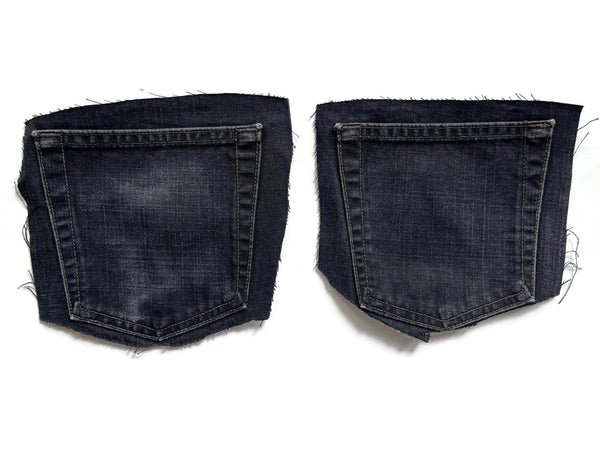 Denim Jeans Pockets for Repurposing - Set of 6 Black Denim Pockets