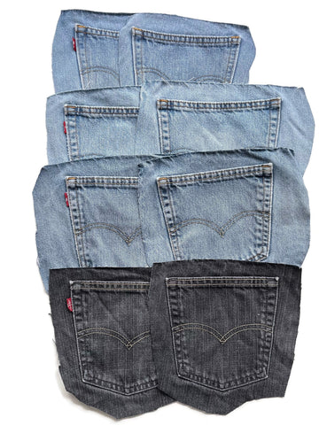 Denim Jeans Pockets for Repurposing - Levi's - Set of 8 Pockets