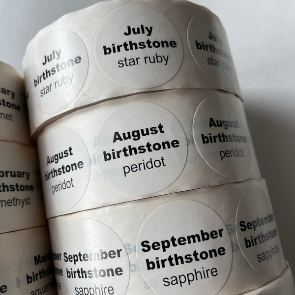 Birthstone Stickers - 100 of Each Month - 1.5 Inch Diameter