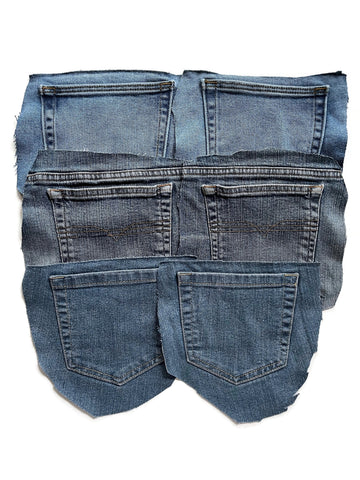 Denim Jeans Pockets for Repurposing - Set of 6 Pockets