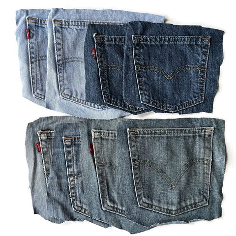 Denim Jeans Pockets for Repurposing - Levi's - Set of 8 Pockets