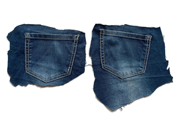 Denim Jeans Pockets for Repurposing - Set of 6 Pockets
