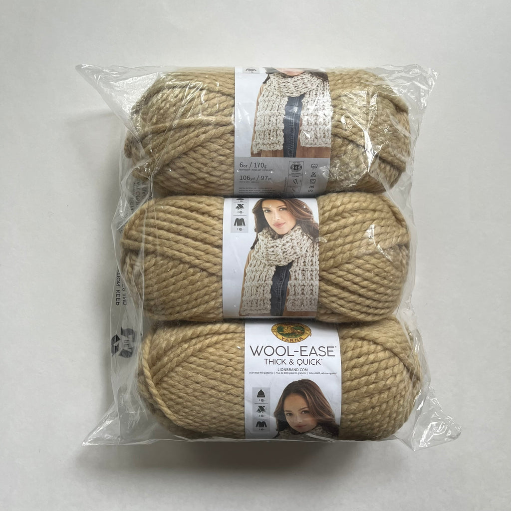 Lion Brand Yarn - Wool-Ease® Thick & Quick® 3-Pack - Peanut Color