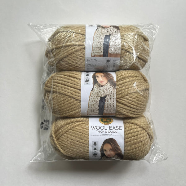 Lion Brand Yarn - Wool-Ease® Thick & Quick® 3-Pack - Peanut Color
