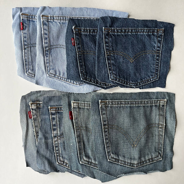Denim Jeans Pockets for Repurposing - Levi's - Set of 8 Pockets