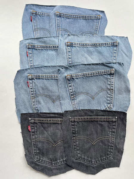 Denim Jeans Pockets for Repurposing - Levi's - Set of 8 Pockets