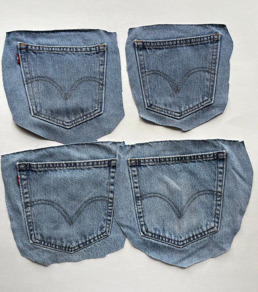 Denim Jeans Pockets for Repurposing - Levi's - Set of 8 Pockets