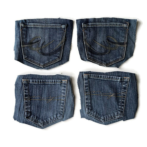Denim Jeans Pockets for Repurposing - Set of 4 Pockets