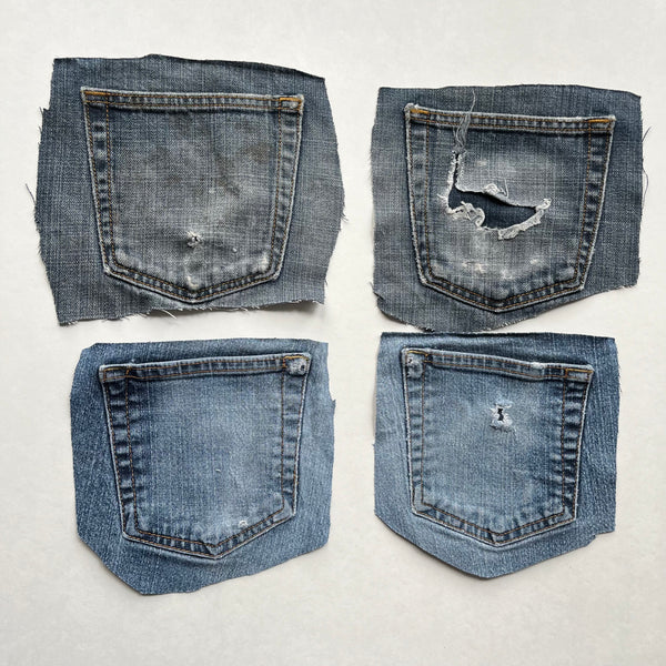 Denim Jeans Pockets for Repurposing - Set of 4 Pockets