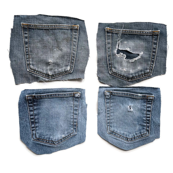 Denim Jeans Pockets for Repurposing - Set of 4 Pockets