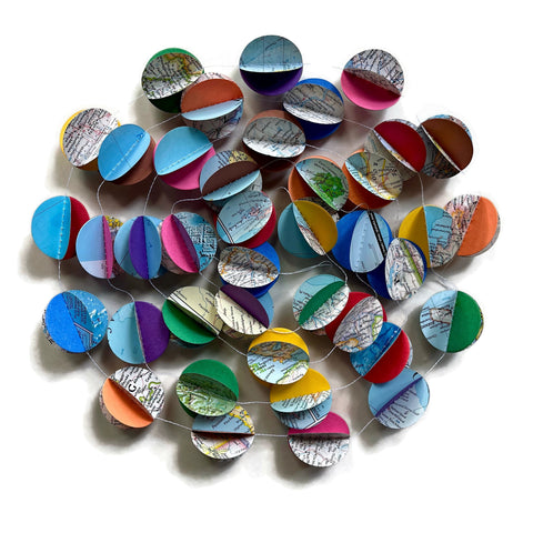 Colorful Maps Vintage Nat Geo Atlas Page Circle Garland