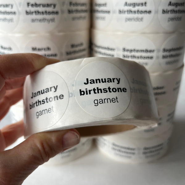 Birthstone Stickers - 100 of Each Month - 1.5 Inch Diameter