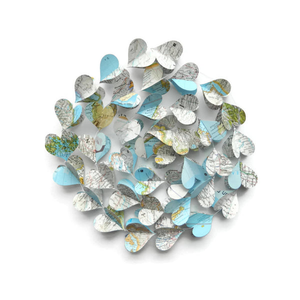 Extra Long Vintage National Geographic Paper Heart Garland