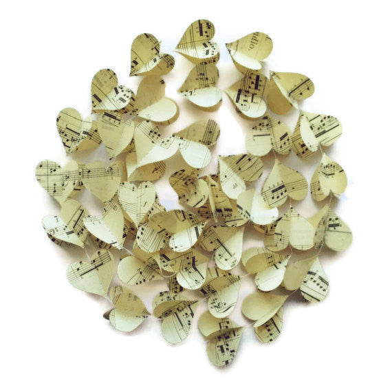 Extra Long Vintage Sheet Music Heart Garland