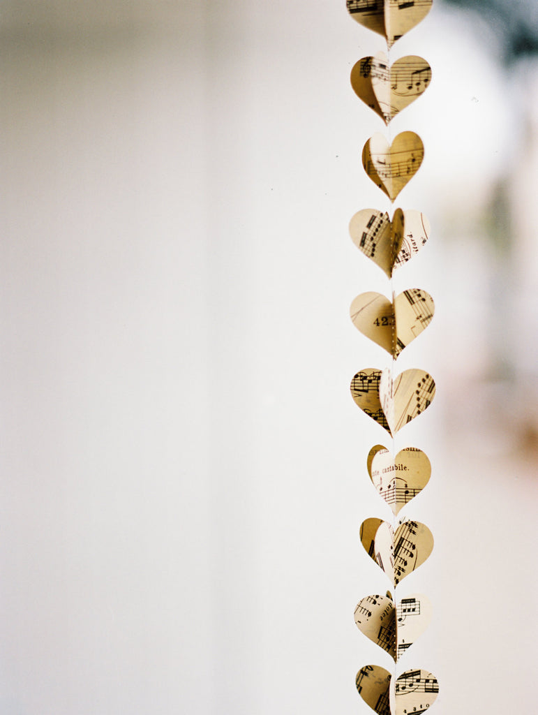 Extra Long Vintage Sheet Music Heart Garland