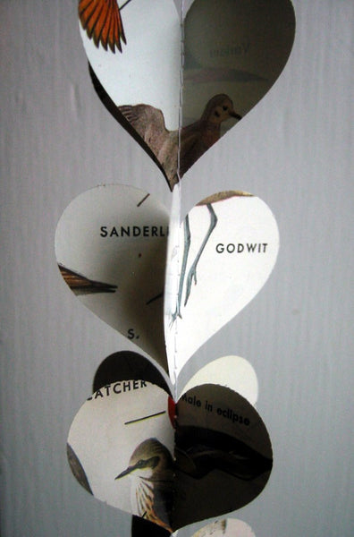 Birds Vintage Field Guide Paper Heart Garland
