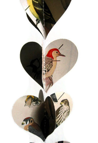 Birds Vintage Field Guide Paper Heart Garland