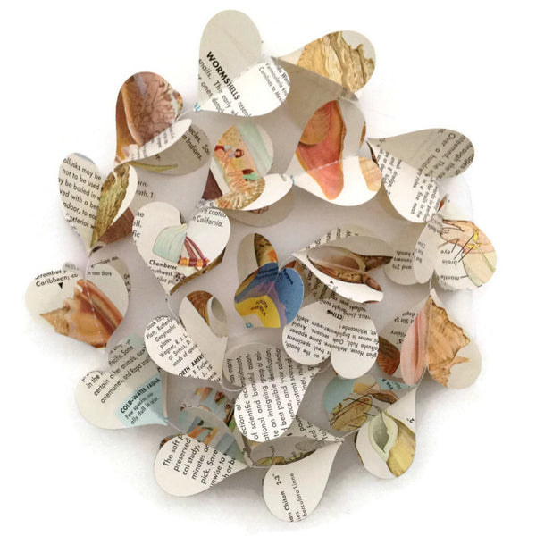 Seashells Vintage Field Guide Paper Heart Garland