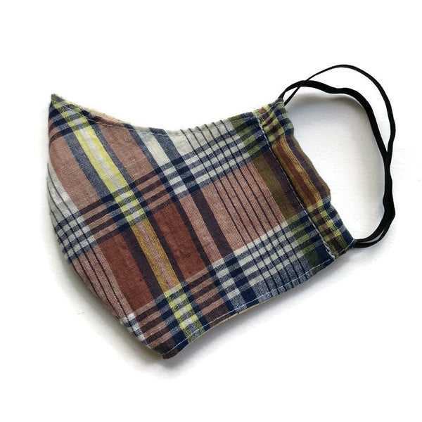 Handmade Mask - Large - Fitted Style -  Lightweight Plaid