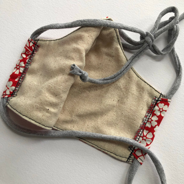 Handmade Mask - Choose Your Style / Size - Red and White Floral - Most Popular