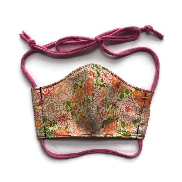 Handmade Mask - Fitted Style - Choose Your Size - Orange Floral