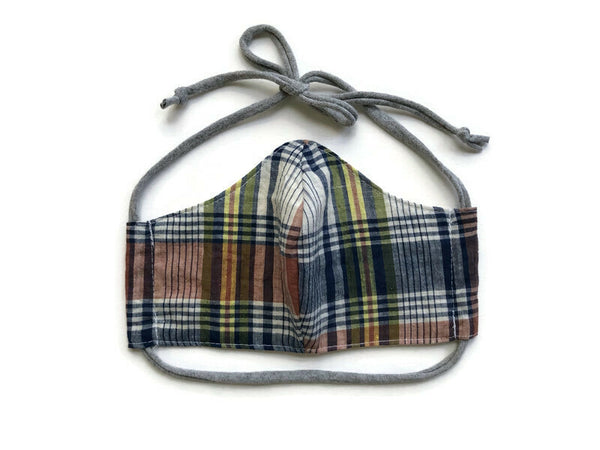 Handmade Mask - Large - Fitted Style -  Lightweight Plaid