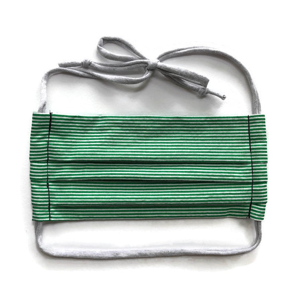 Handmade Mask - Pleated Style - Choose Your Size - Green Stripe