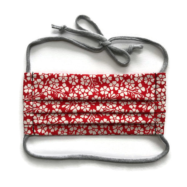 Handmade Mask - Choose Your Style / Size - Red and White Floral - Most Popular