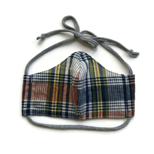 Handmade Mask - Large - Fitted Style -  Lightweight Plaid