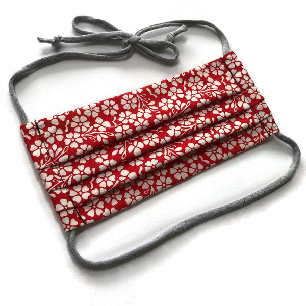 Handmade Mask - Choose Your Style / Size - Red and White Floral - Most Popular