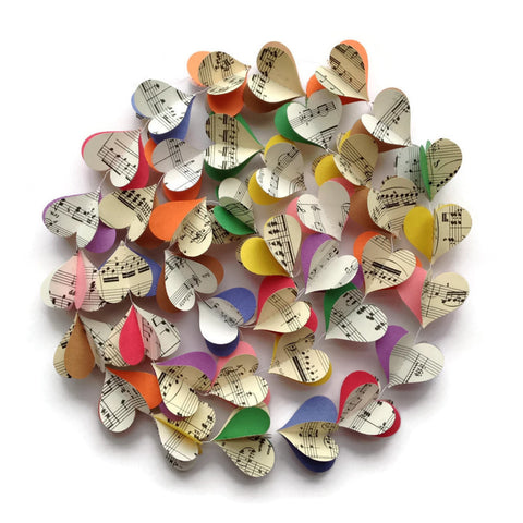 Colorful Notes Vintage Sheet Music Paper Heart Garland