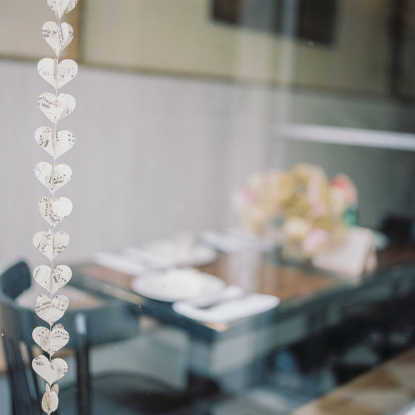 Vintage Sheet Music Paper Heart Garland