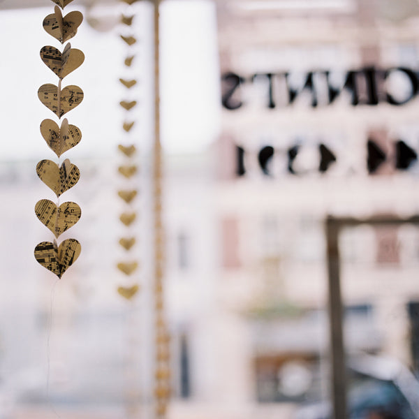 Vintage Sheet Music Paper Heart Garland